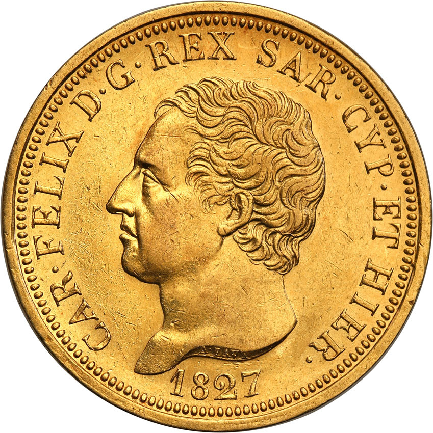 Włochy. Sardynia 80 Lirów 1827 (głowa orła)